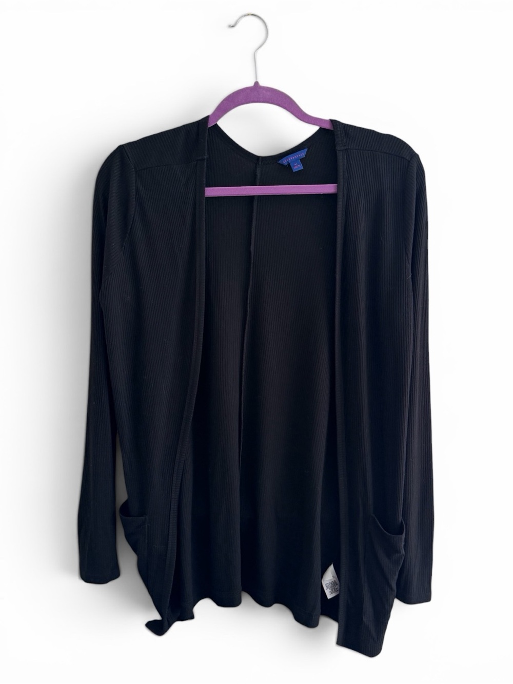 Aeropostale Black Open-Front Ribbed Cardigan